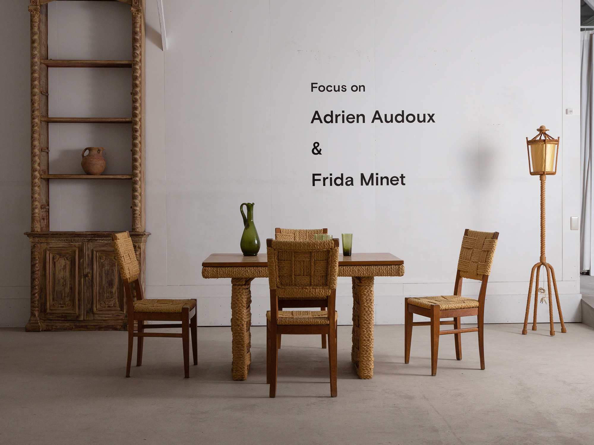 Dining Table by Audoux & Minet for Vibo Vesoul in Oak , Rope and Rattan