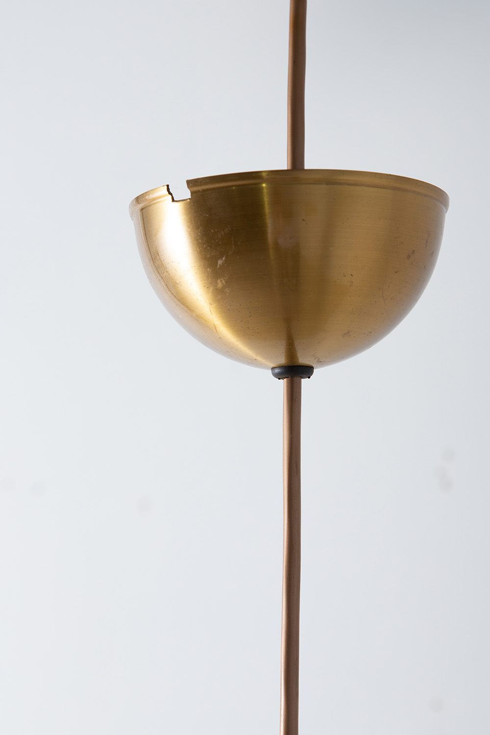 Vintage Pendant Light in Brass and White