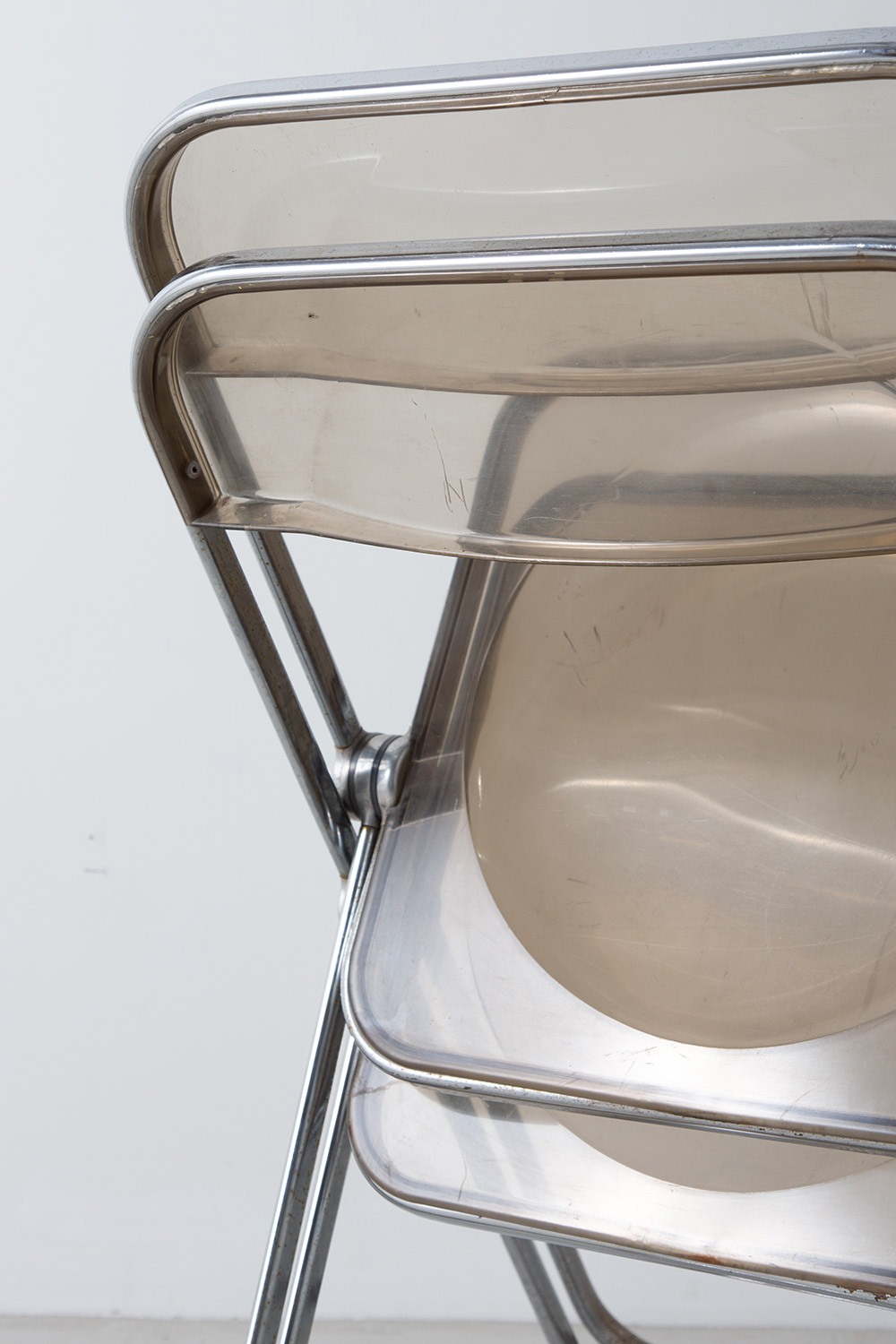 Plia Chair by Giancarlo Piretti for ANONIMA CASTELLI in Steel and Grey Polycarbonate