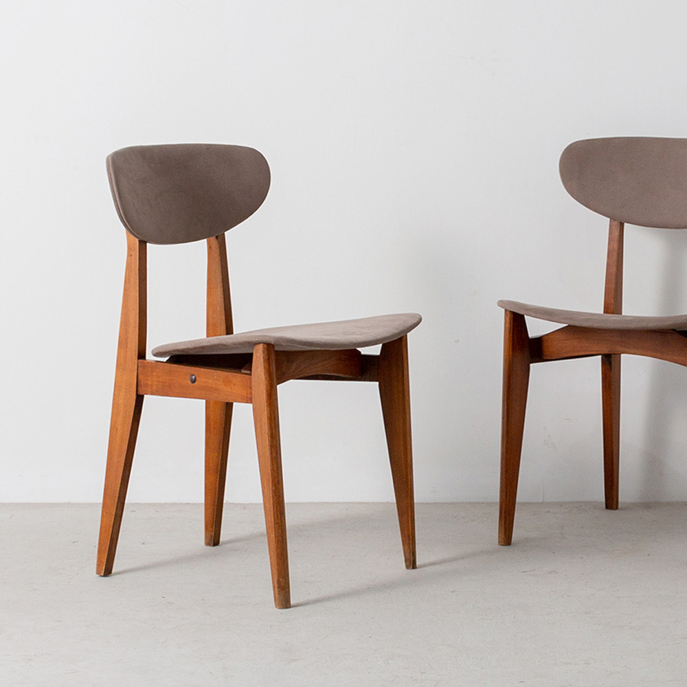 C-834 Chair by Roger Landault for Sentou in Wood and Suede