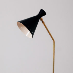Mid-Century Modern Italian Stilnovo Style Adjustable Desk Lamp in Brass and White Black