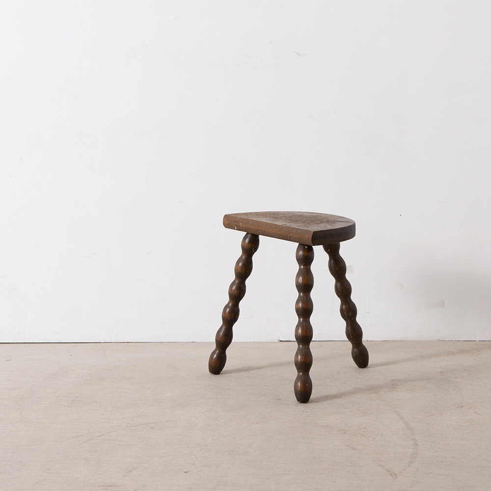 Tripod Wooden Stool with Half Moon Shape Seat