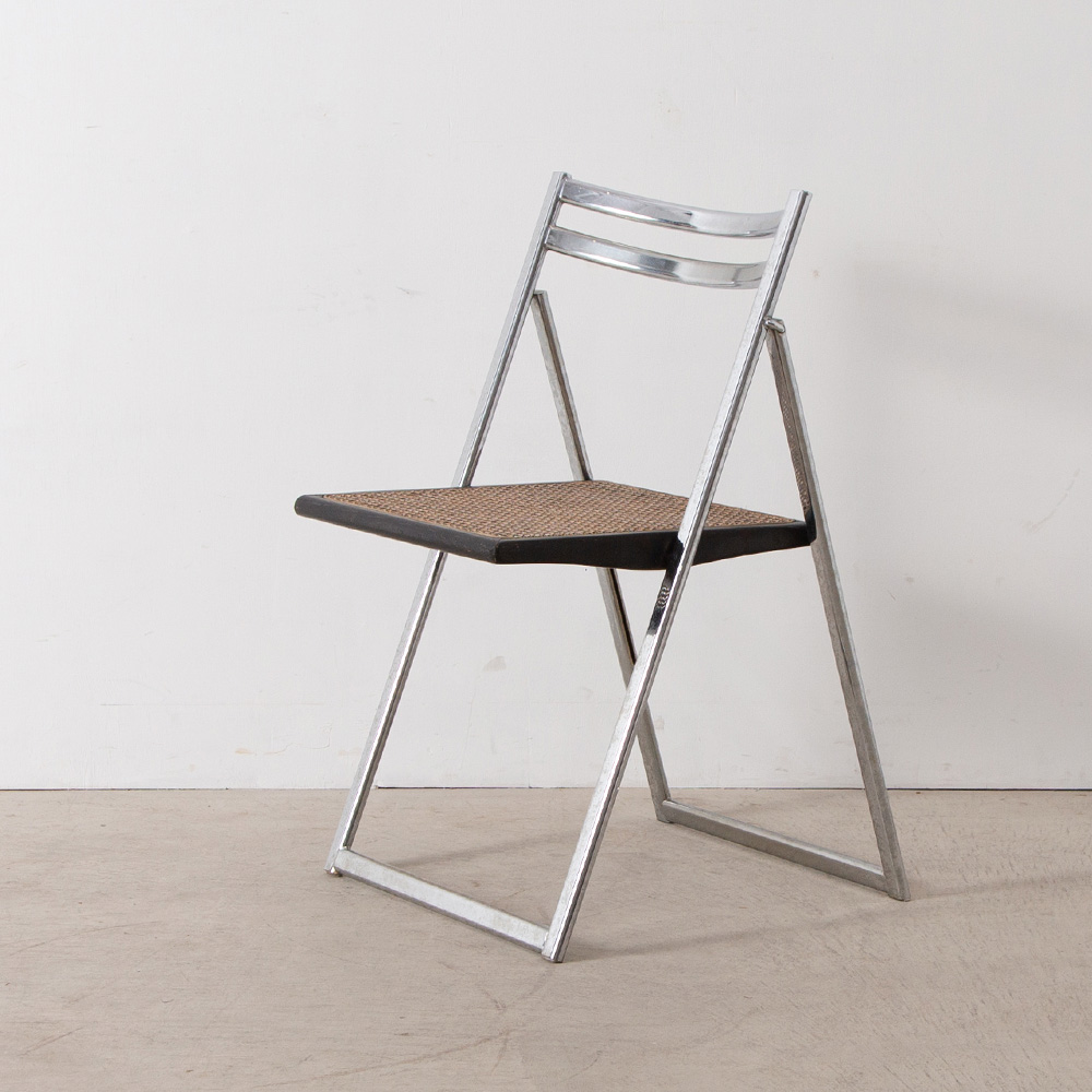 Folding Chair in Wood , Rattan and Steel