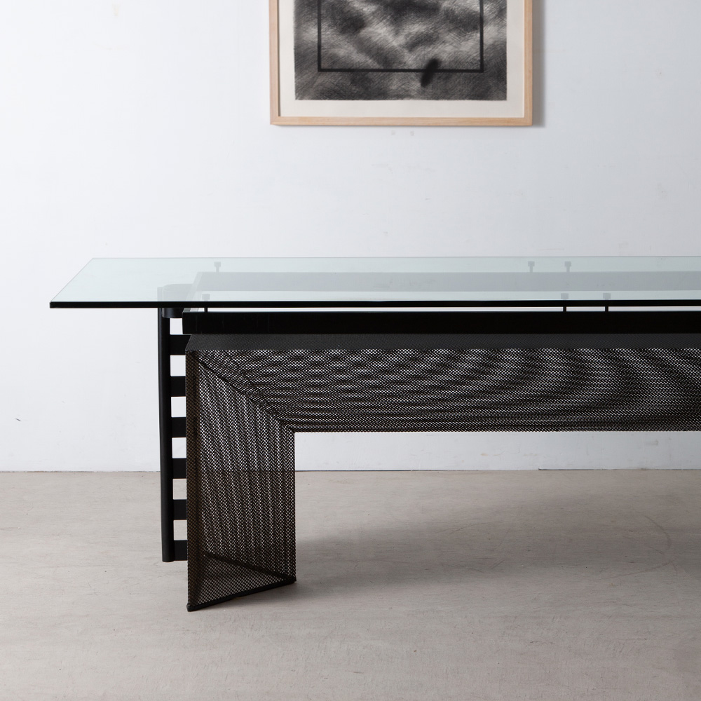 “TESI” Dining Table by Mario Botta for Alias in Punching Metal and Glass