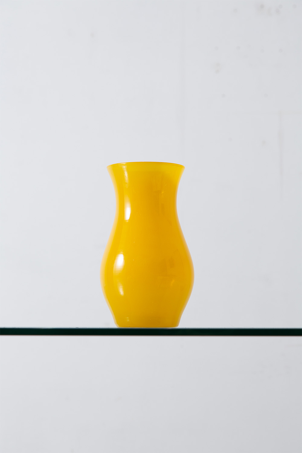 Vintage Flower Vase in Yellow and Glass