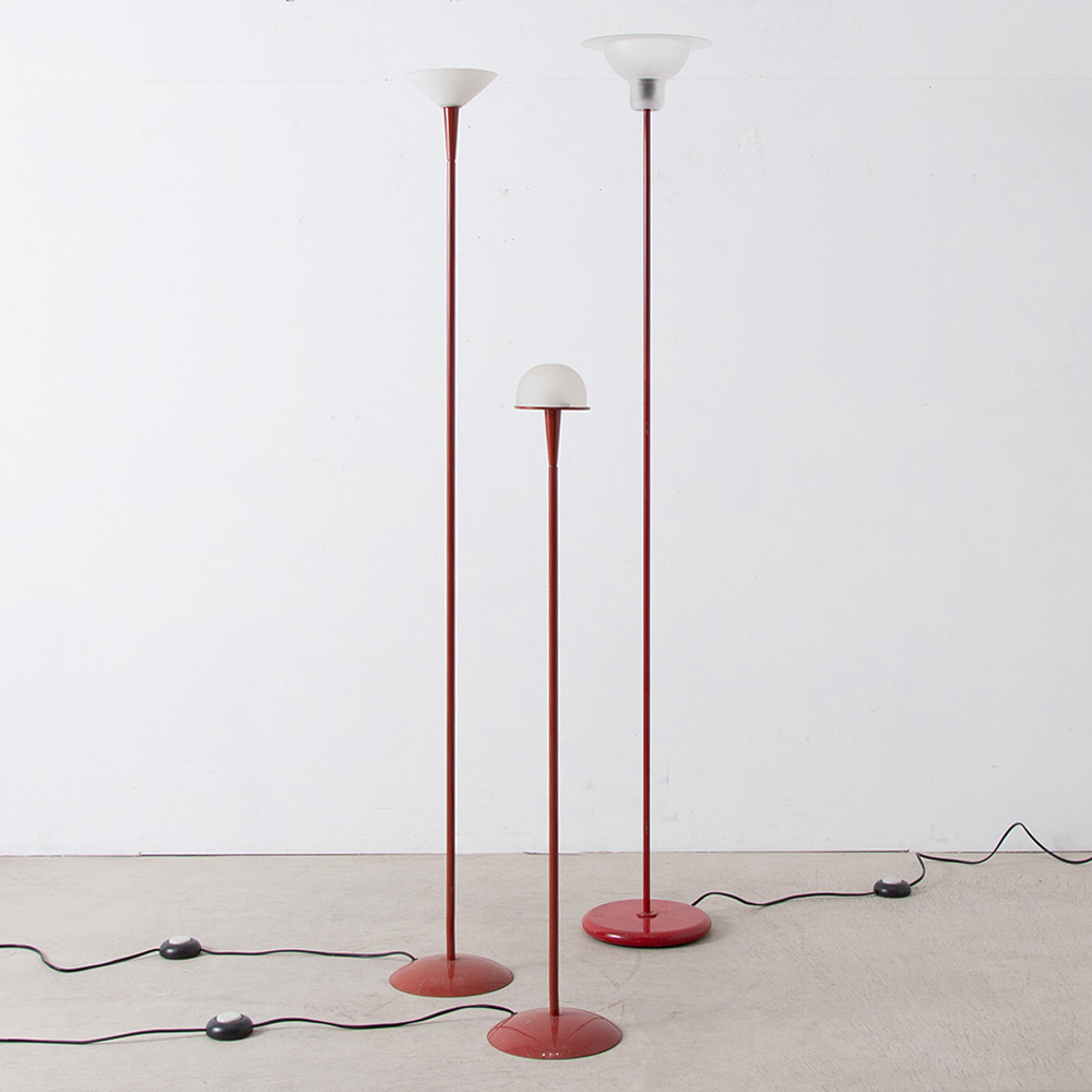 Floor Lamp for Fontana Arte in Red and Glass