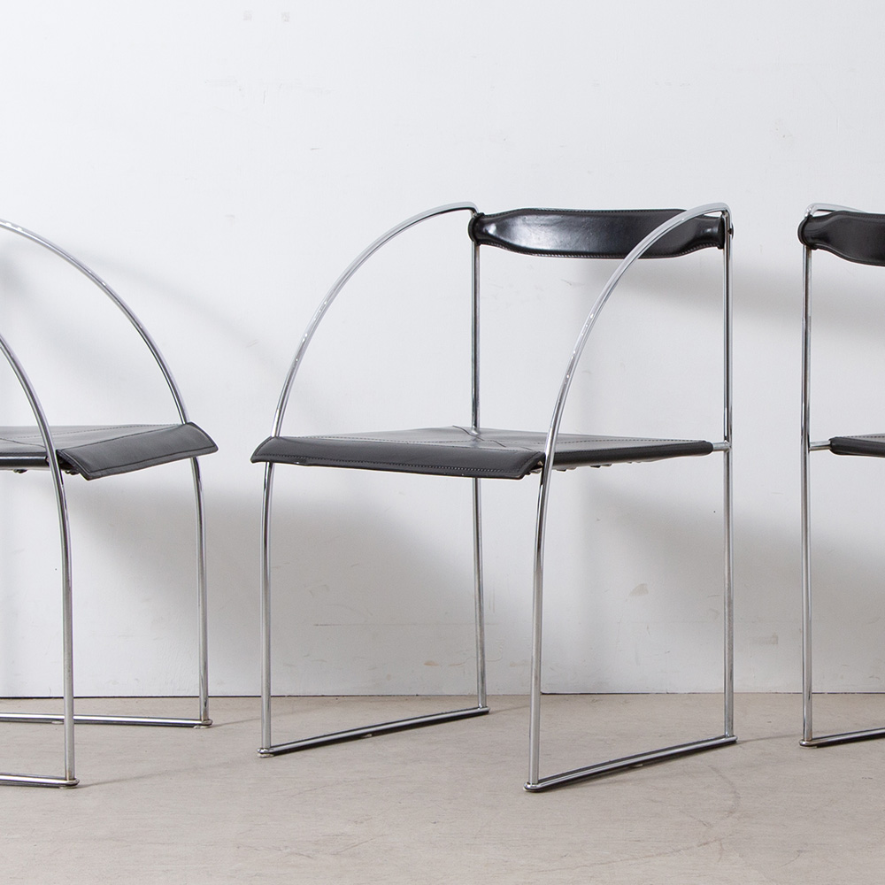 Patoz Chair by Francesco Soro for Icf. in Metal Frame and Leather Seat