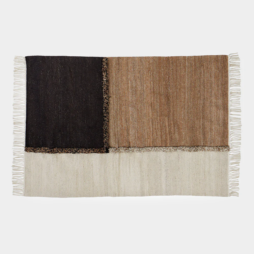 E-1027 Knotted Rug by Samu-Jussi Koski for Sera Helsinki in Ivory and Black , Brown