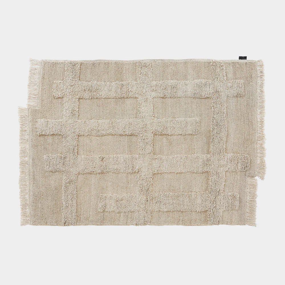 SAARISTO | VALLI Knotted Rug by Anna Pirkola for Sera Helsinki in Ivory and Grey Ivory