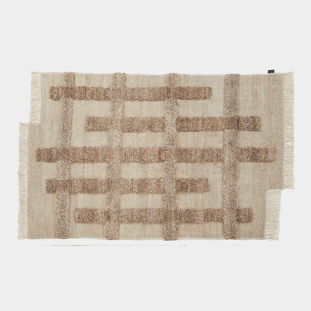 SAARISTO | VALLI Knotted Rug by Anna Pirkola for Sera Helsinki in Ivory and Grey Ivory & Brown