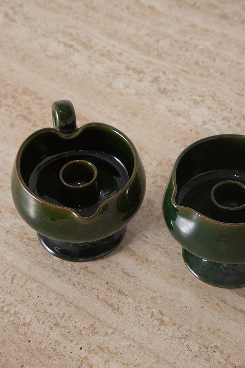 Vintage Candle Holder in Ceramic and Green
