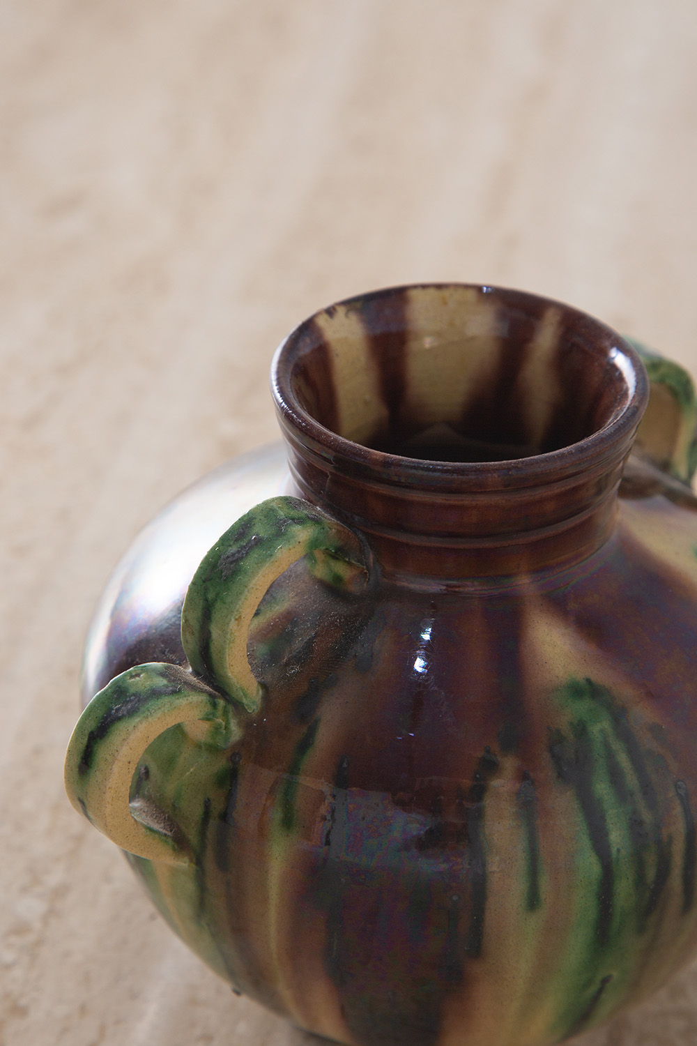 Flower Vase in Green and Brown
