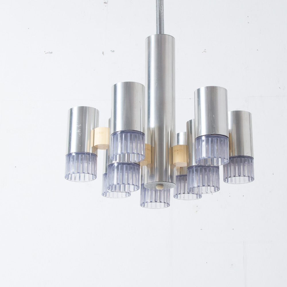 Pendant Lamp in Silver and Plastic