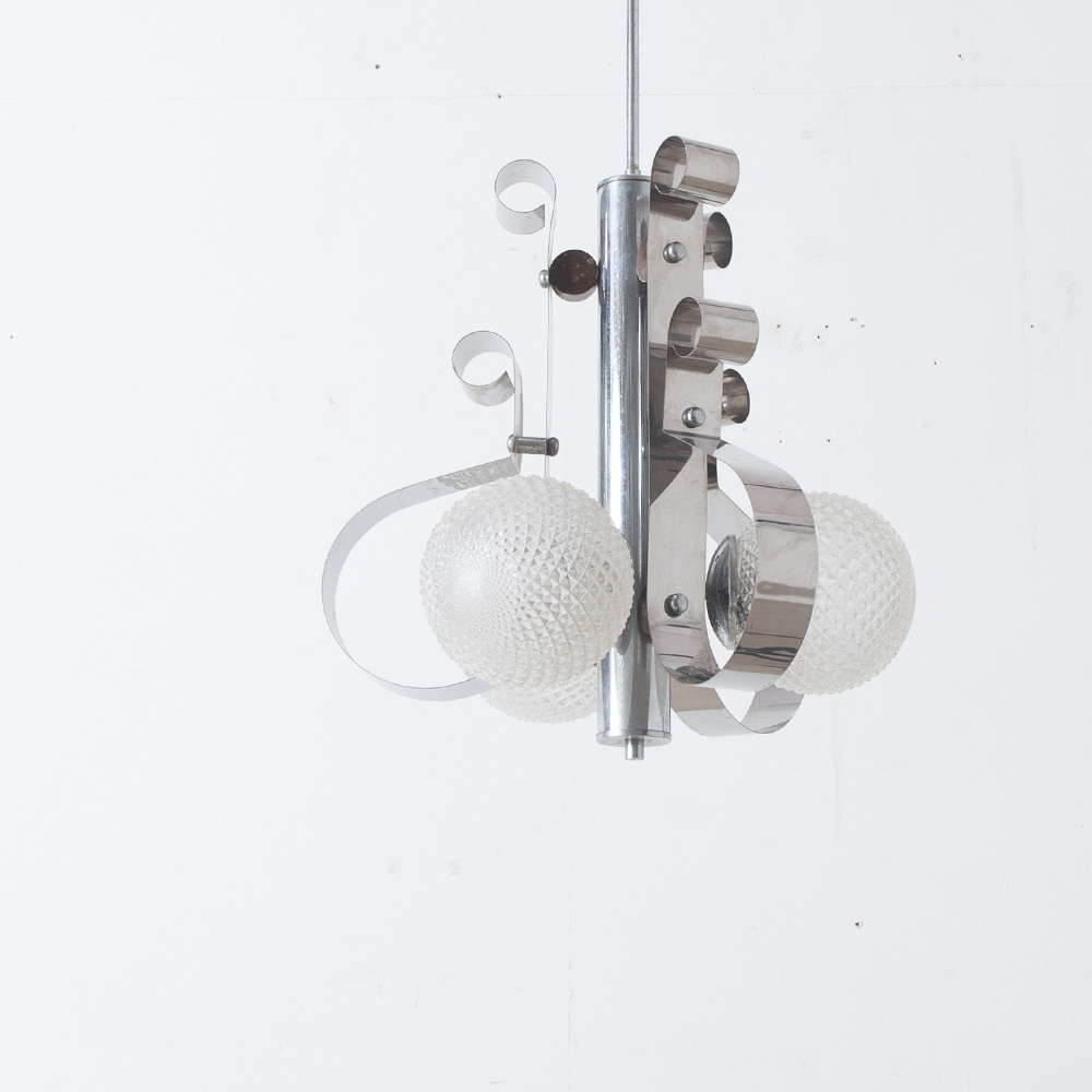 3 Ball Pendant Lamp in Stainless and Glass
