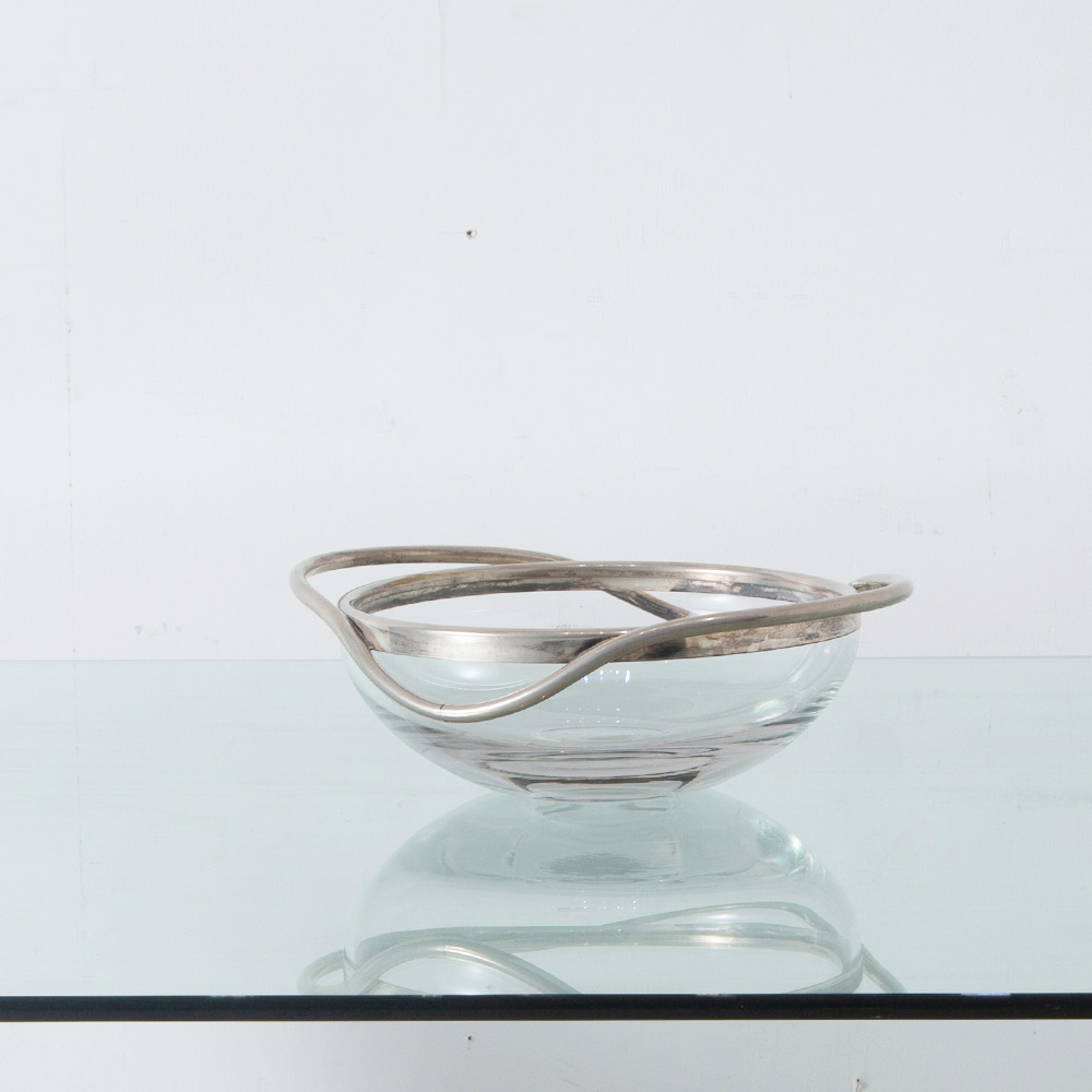 Organic Form Bowl in Glass and Stainless
Italy , 1980s
