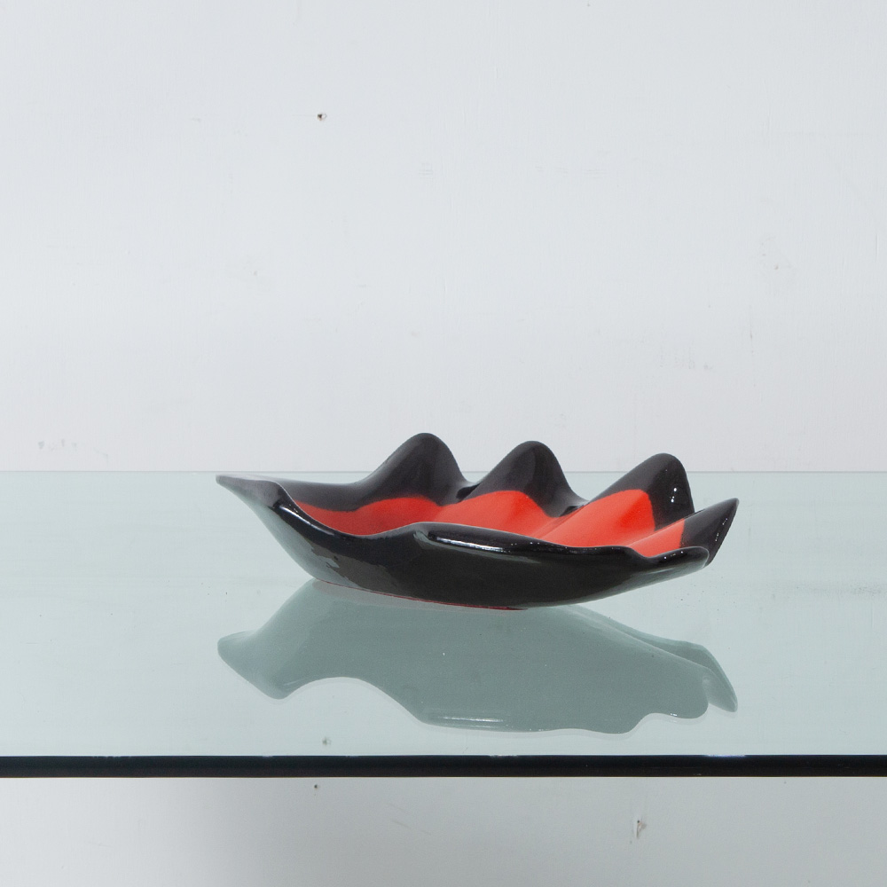 Shell Form Dish in Orange and Black
France , 1970s
