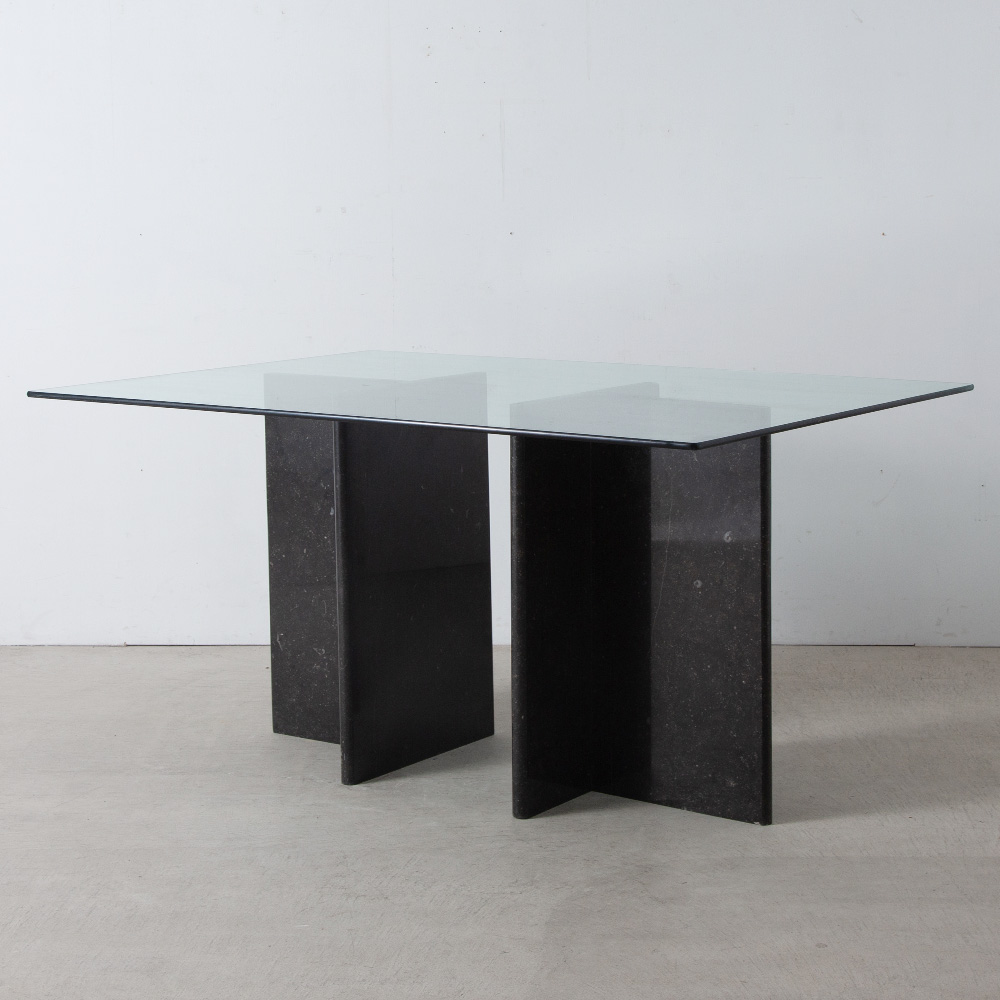 Dining Table in Marble and Glass
