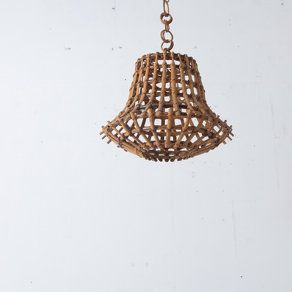 Vintage Pendant Lamp in Rattan