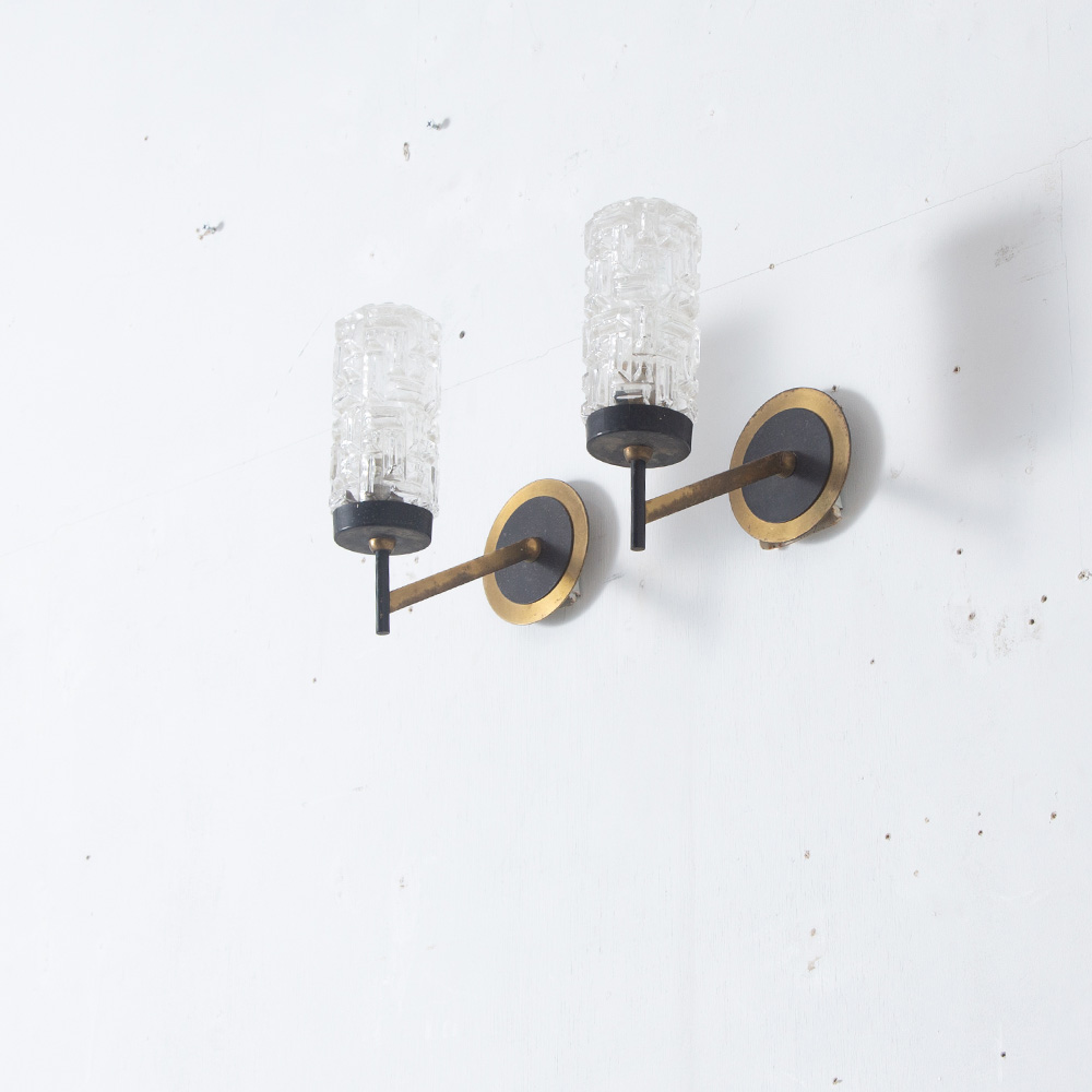 Wall Lamp in Glass and Brass