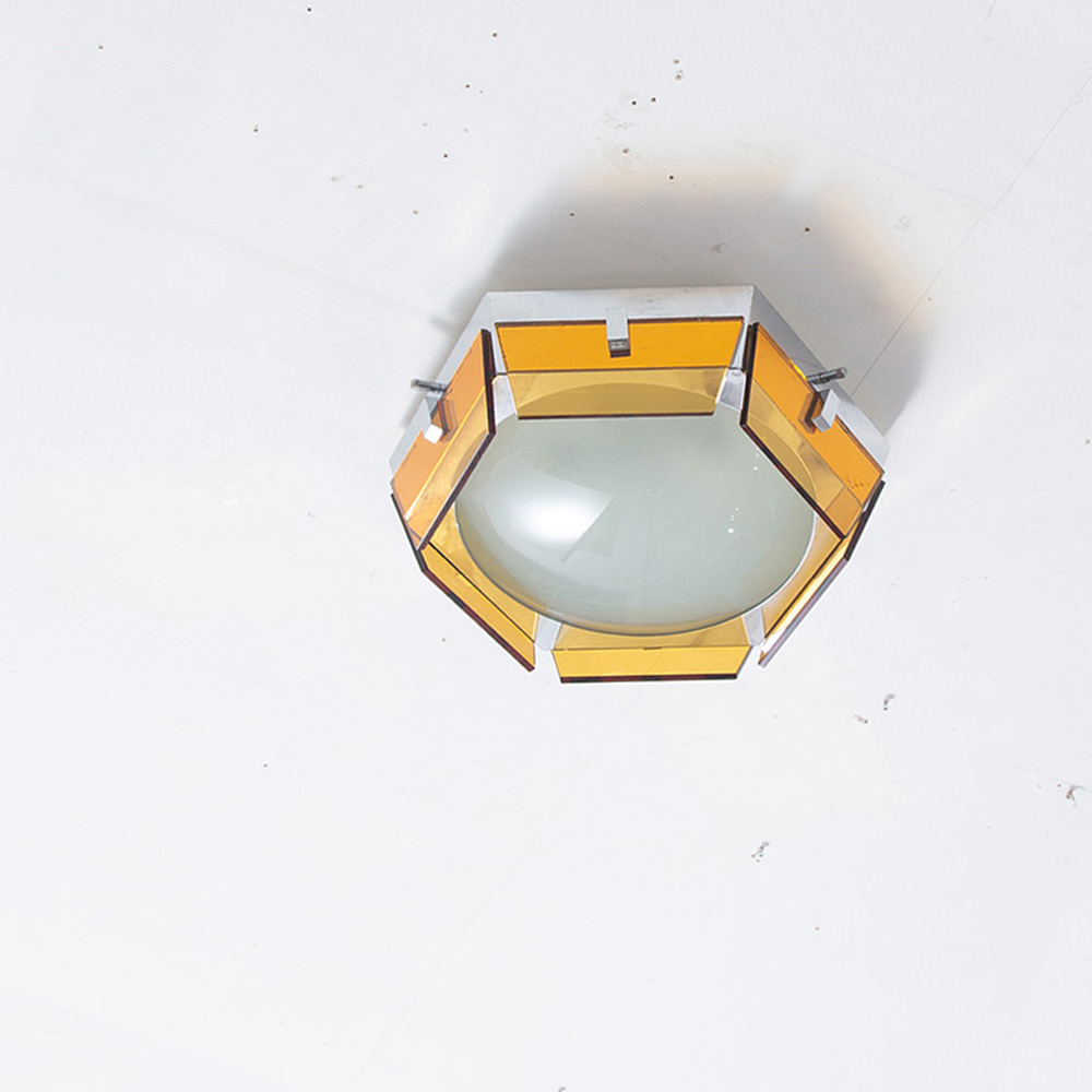 Clear and Orange Glass Ceiling Lamp for VECA