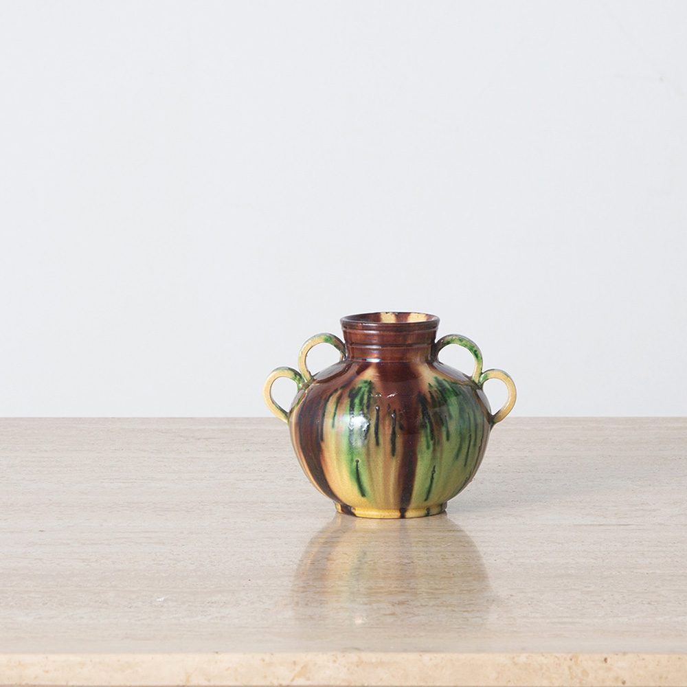 Flower Vase in Green and Brown
France , 1970s
