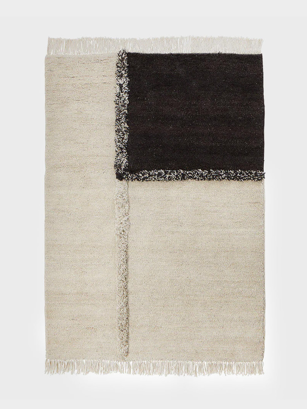 E-1027 Knotted Rug by Samu-Jussi Koski for Sera Helsinki in Ivory and Black , Brown Ivory & Black