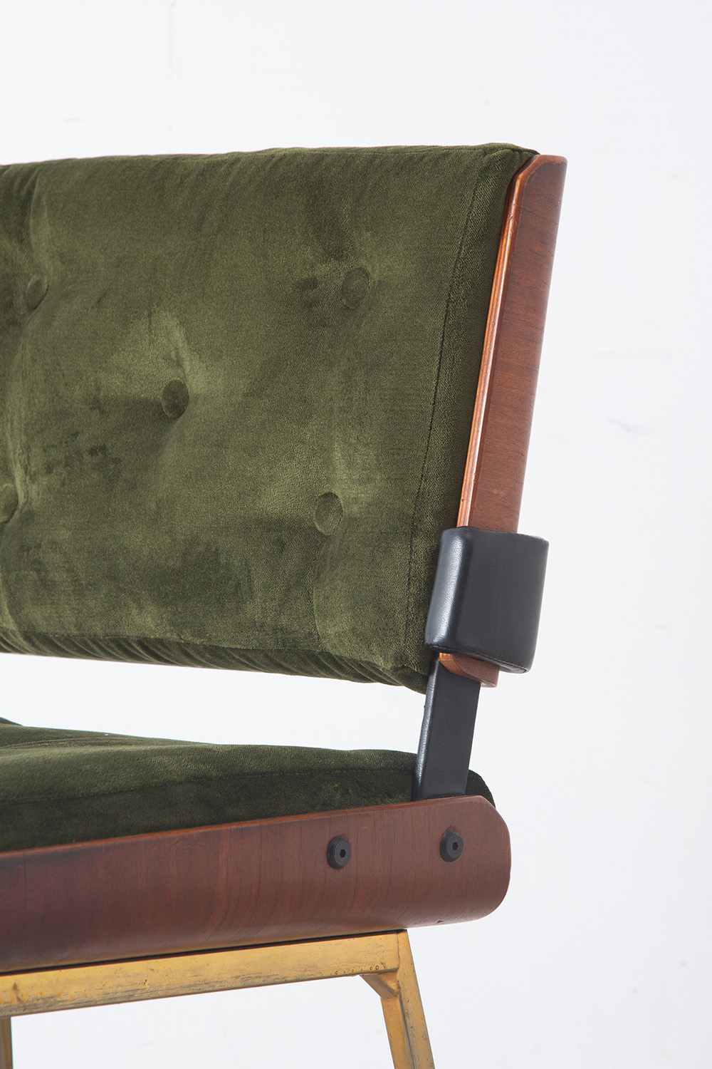Desk Chair by Alain Richard in Wood , Brass , Fabric and Leather
