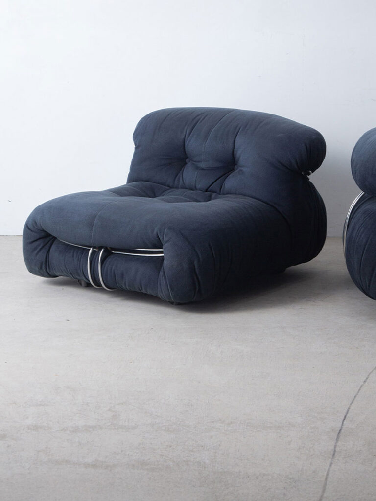 SORIANA Lounge Chair by Afra and Tobia Scarpa for Cassina in Navy and Fabric
