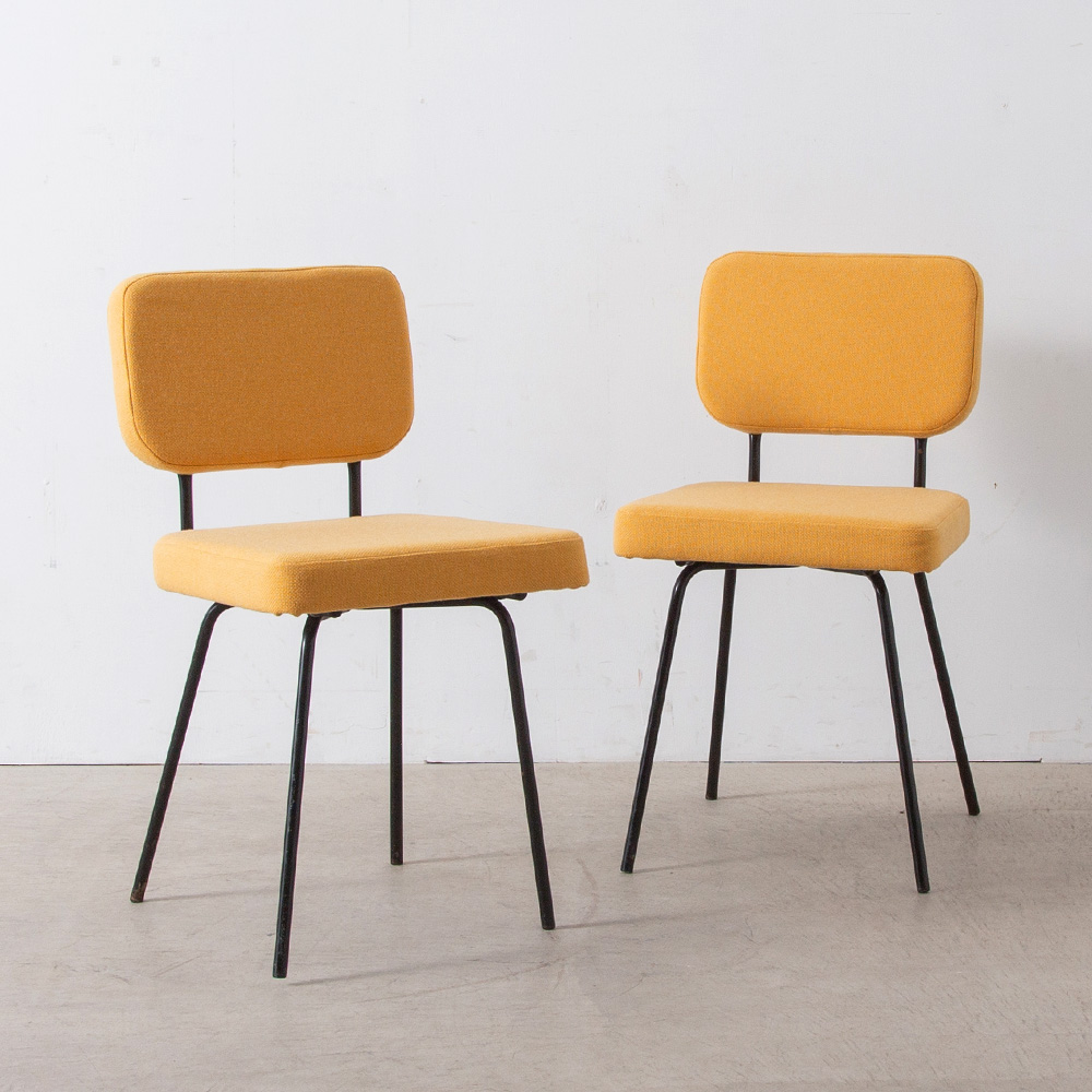 French Dining Chair by Paul Geoffroy for Airborne in Fabric and Steel