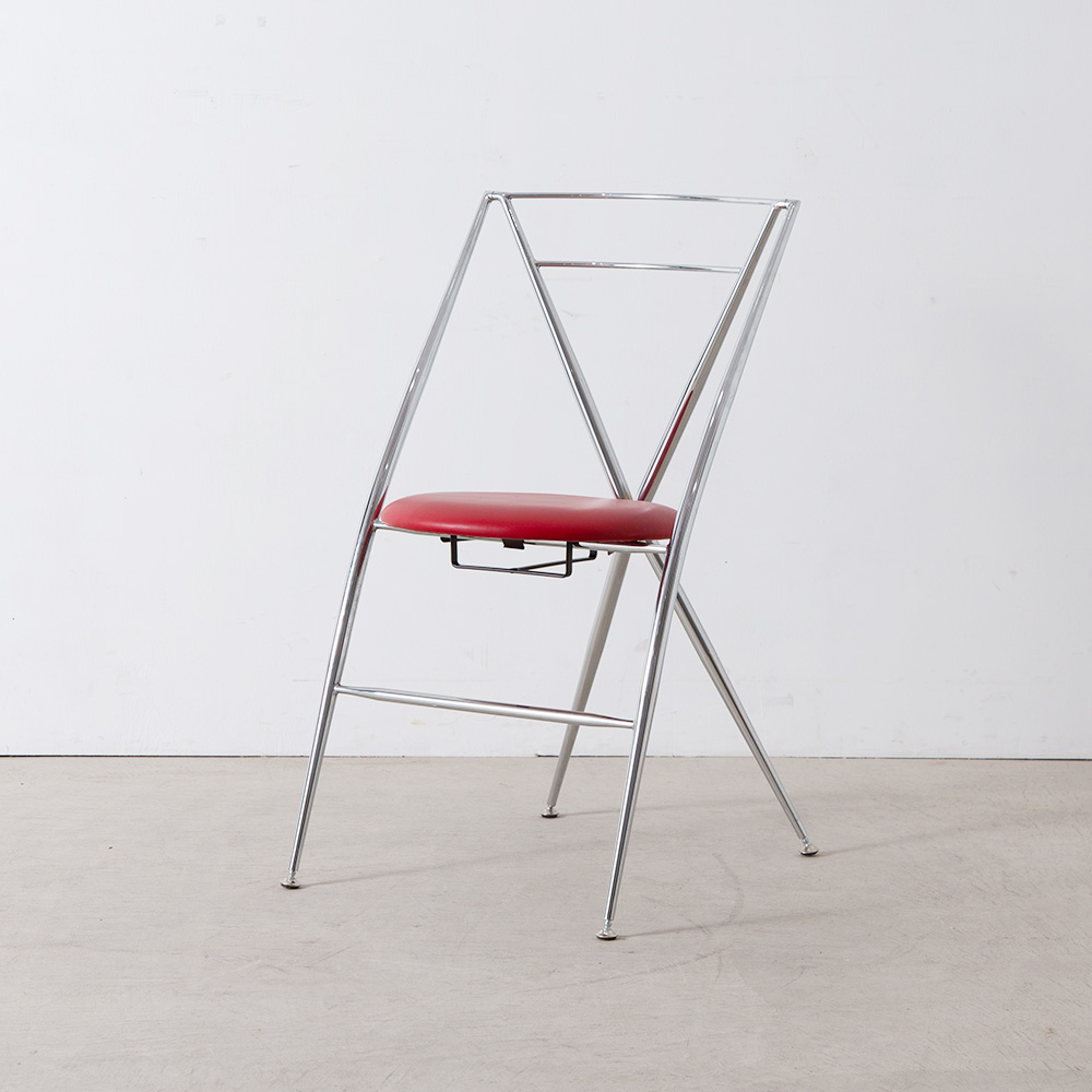 “CINDERELLA” Folding Chair by Agnès & Hiroyuki Yamakado for YAMAKADO in White Red