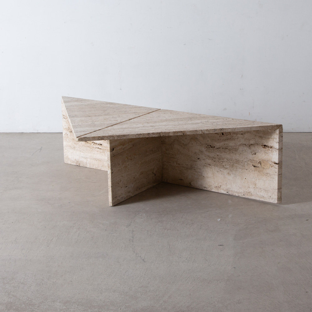 Triangle Coffee Table in Travertine