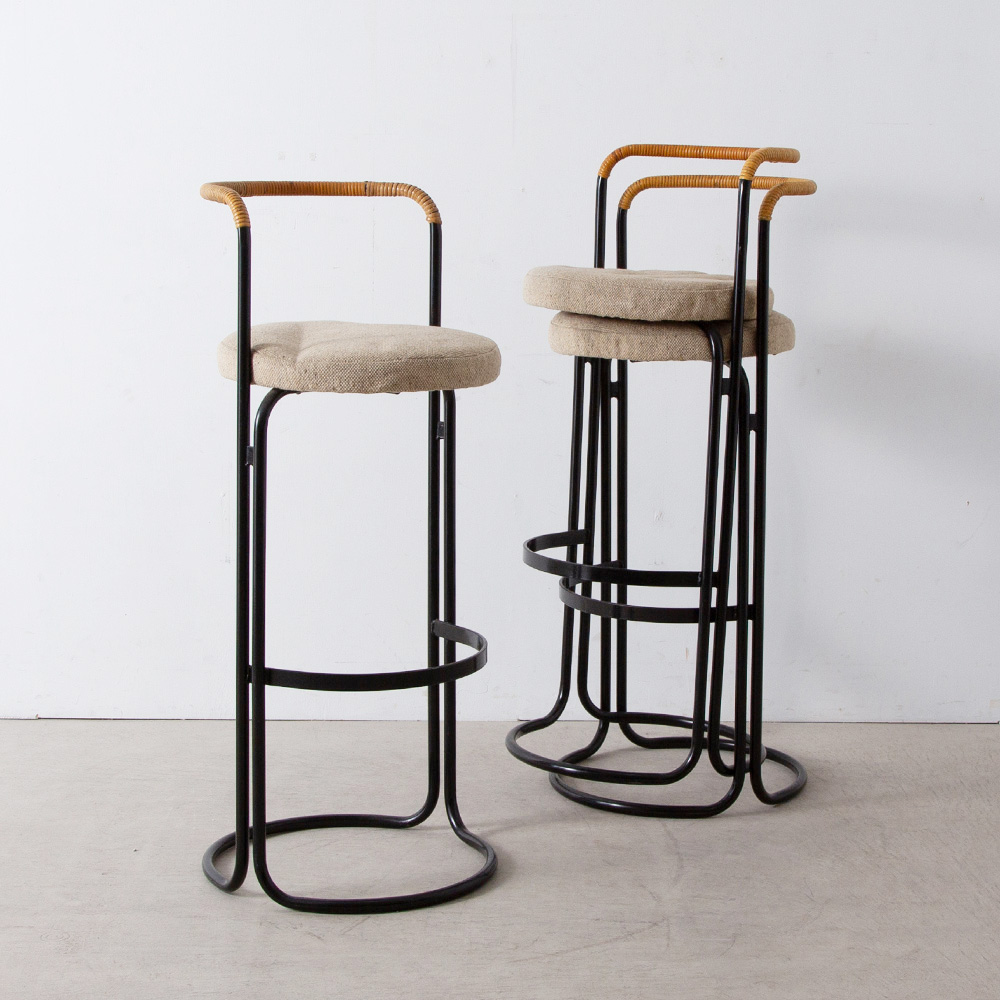 Bar High Stool by Poul Norreklit in Chrome and Fabric