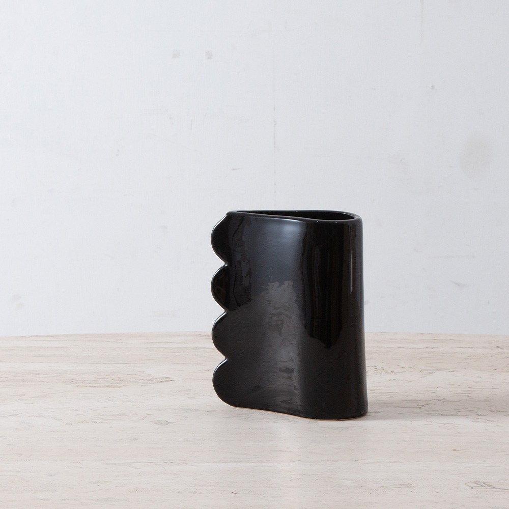 Vintage Flower Vase in Ceramic and Black