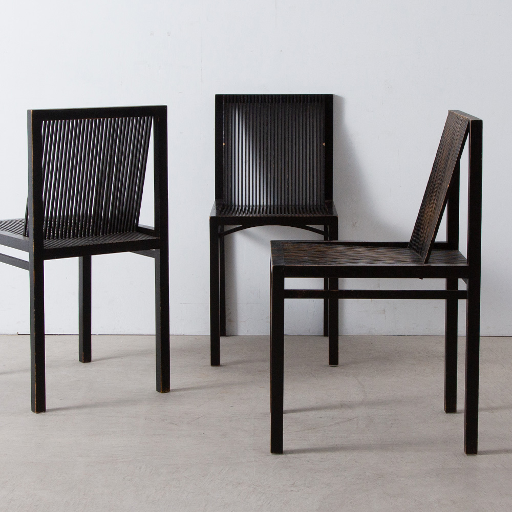 ‘Latjes’ Dining Chair by Ruud-Jan Koike Slatchairs in Black