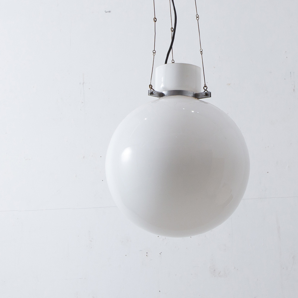 Huge Ball Pendant Lamp in Glass and Steel