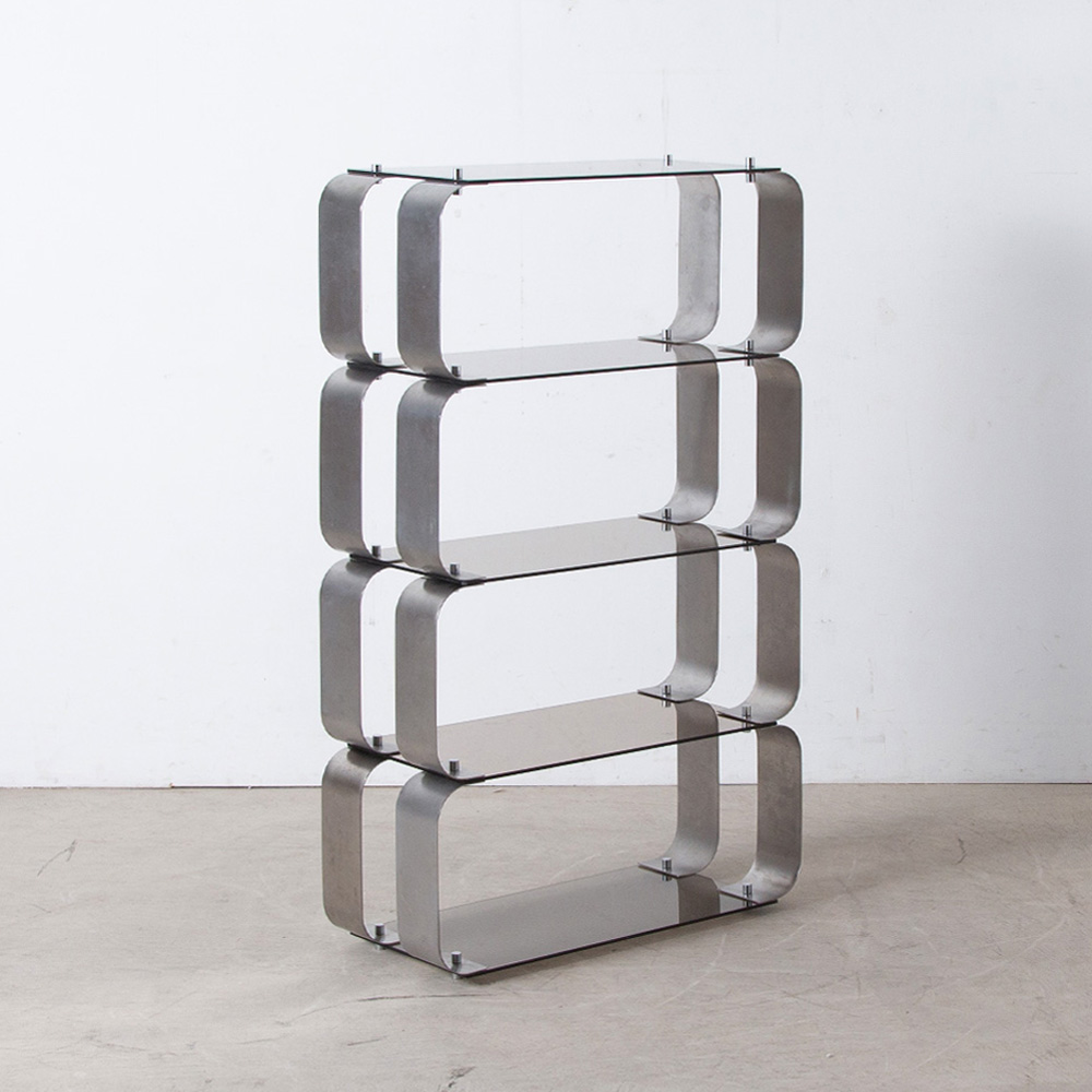 Vintage Shelf by Donald Singer in Stainless and Glass