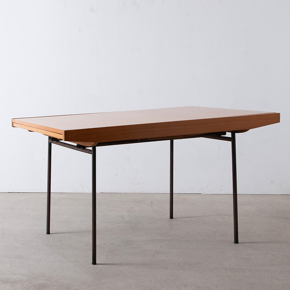 Extension Dinning Table by Alain Richard for Meubles TV in Wood and Steel