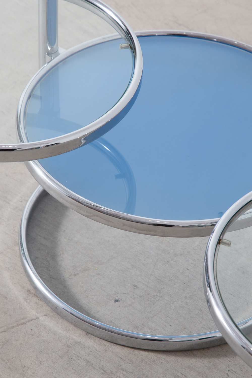 Round and Rotating Coffe Table in Glass and Chrome