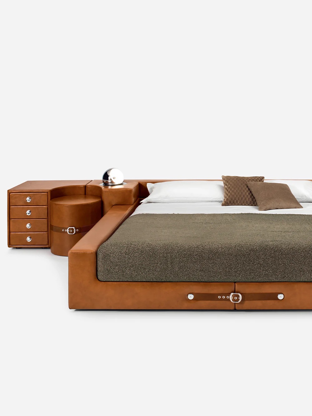 TUCROMA Bed by Guido Faleschini for 4 MARIANI in Camel Brown PX GELSO