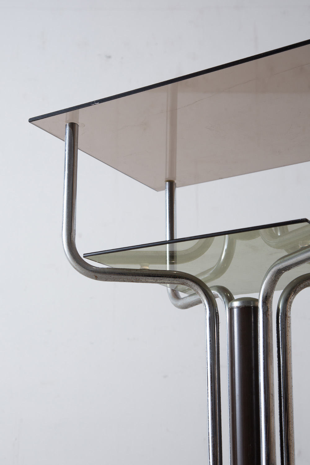 Vintage Side Table in Glass , Chrome and Marble