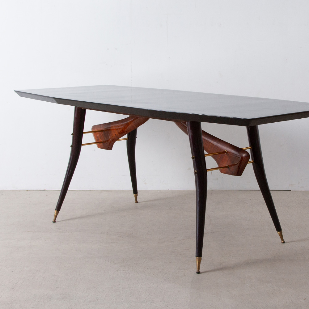 Dining Table by Vittorio Dassi in Wood and Brass