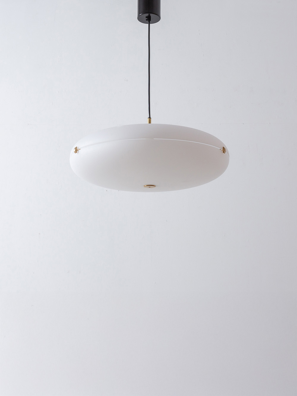 Luna Suspension Lamp by Gio Ponti for TATO in Brass and White
