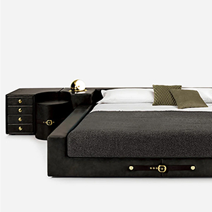 TUCROMA Bed by Guido Faleschini for 4 MARIANI in Camel Brown PA KANDINSKY