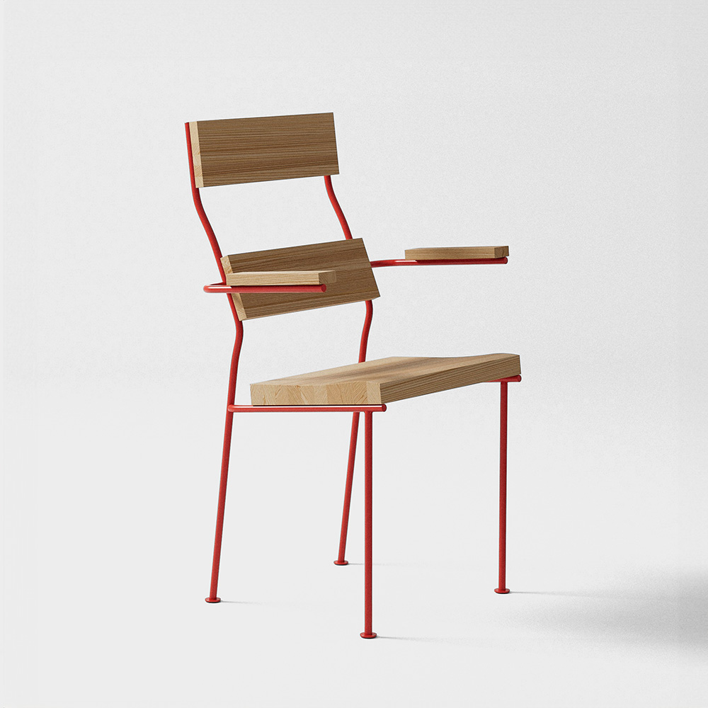 Töreboda Arm Chair Electroplated by Sigurd Lewerentz for TALLUM Tomato Red