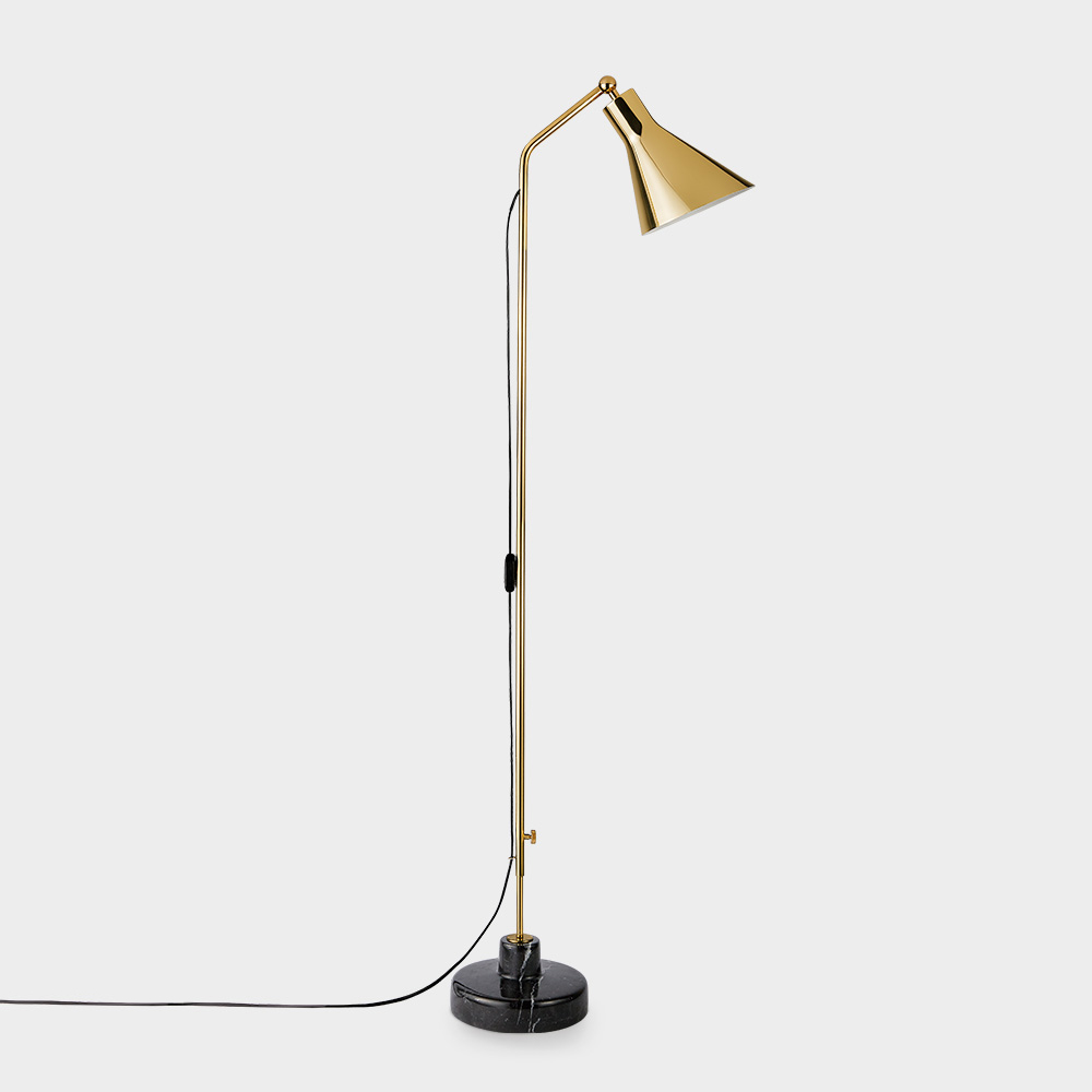 Alzabile Floor Lamp by Ignazio Gardella for TATO in White and Chrome and White Black and Gold and Gold