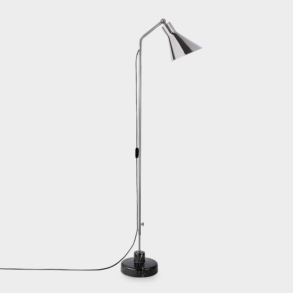 Alzabile Floor Lamp by Ignazio Gardella for TATO in White and Chrome and White Black and Chrome and Chrome