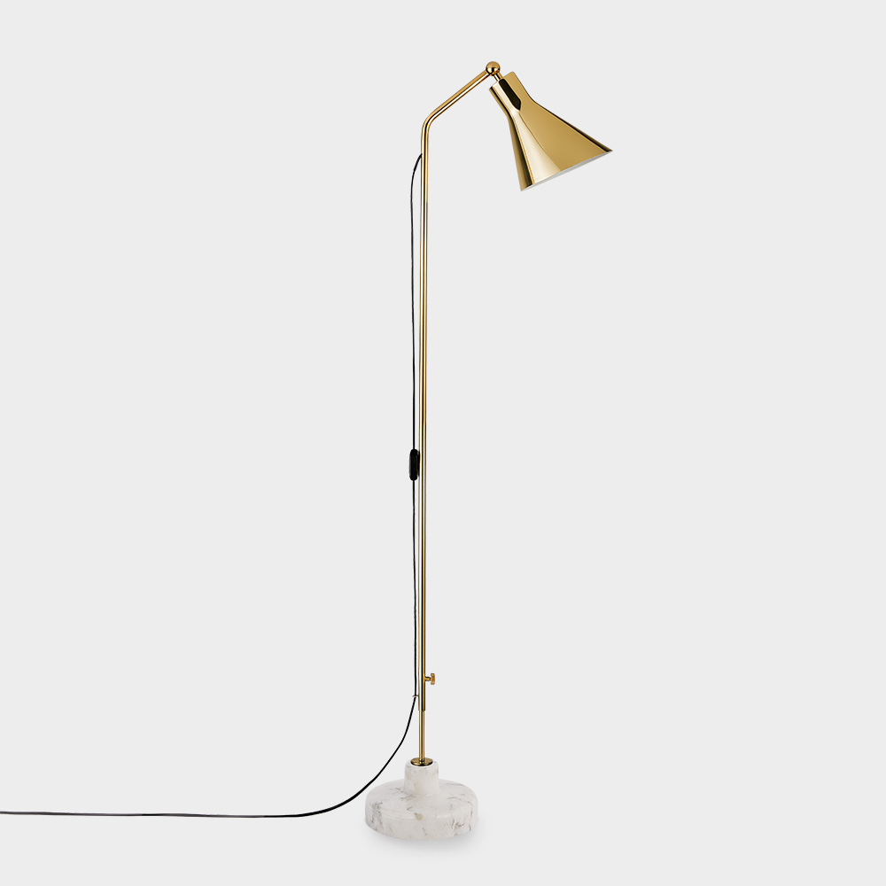Alzabile Floor Lamp by Ignazio Gardella for TATO in White and Chrome and White White and Gold and Gold