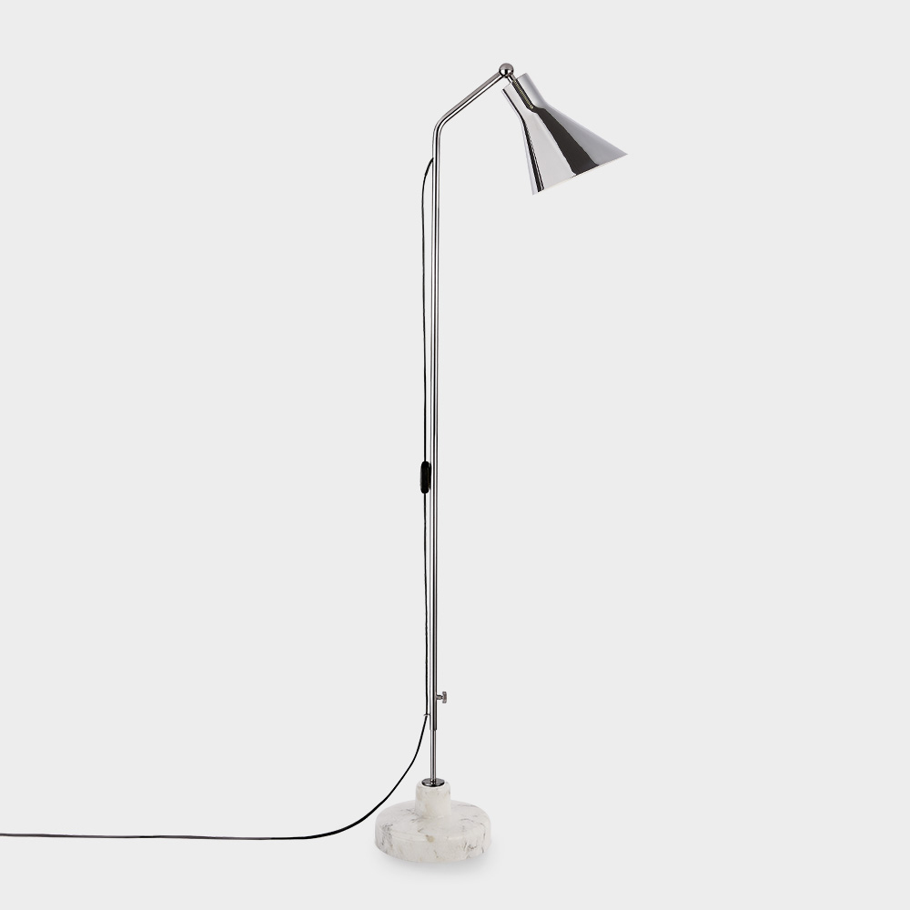 Alzabile Floor Lamp by Ignazio Gardella for TATO in White and Chrome and White White and Chrome and Chrome