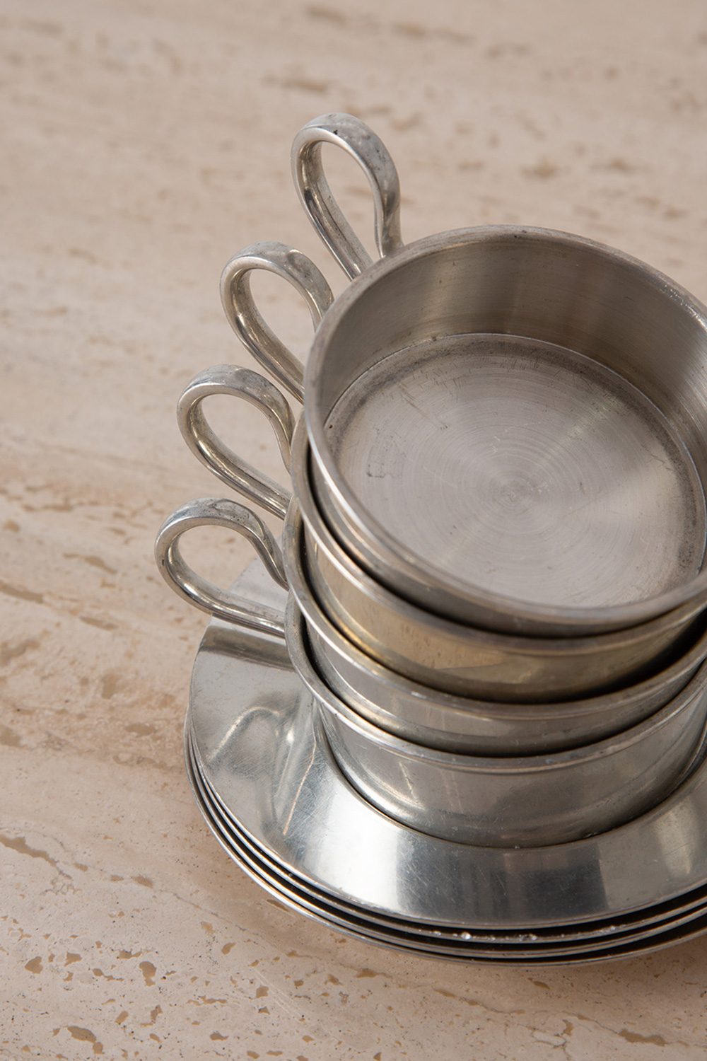 Vintage Cup and Saucer in Ceramic and Metal