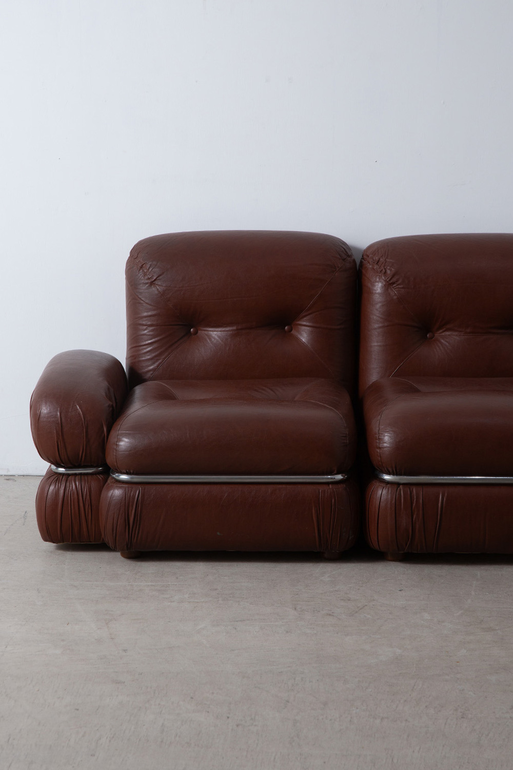 Vintage Sofa in Leather and Chrome